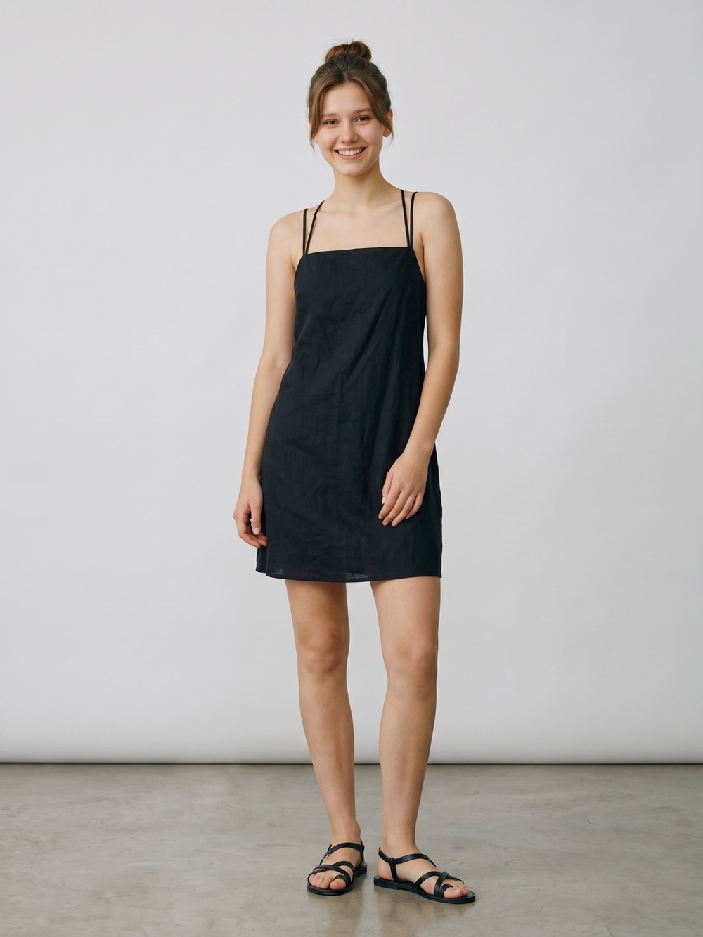 H&M Black Mini Slip Dress with Double Straps
